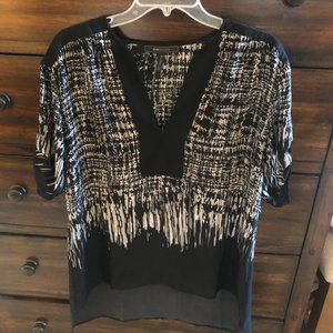 BCBG Maternity Silk Blouse White Black Small
